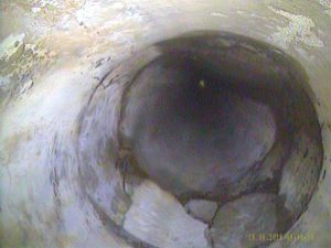 Cracked concrete pipe located with pipe camera